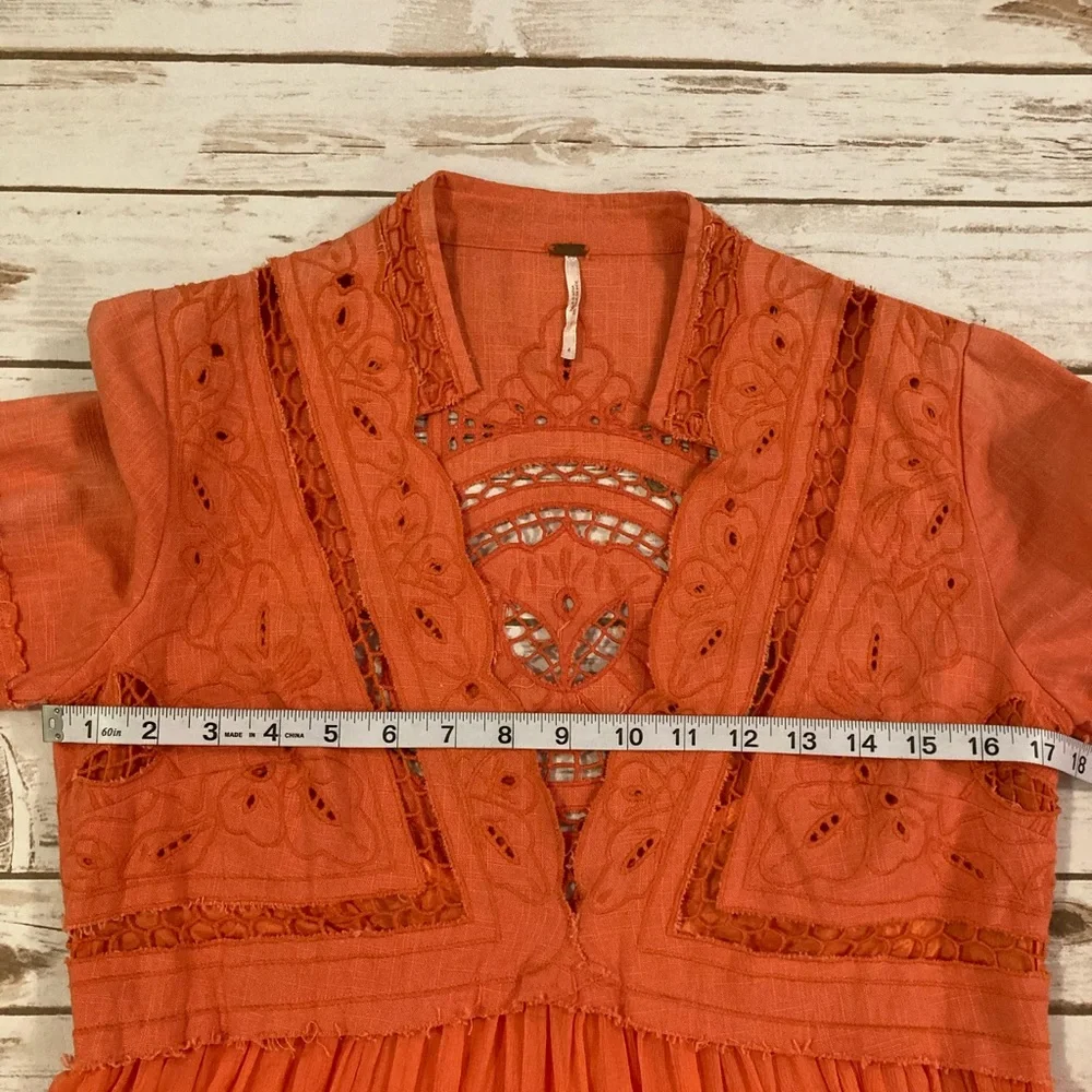 Free People Dreamland Coral Boho Dress 4 - Picture 4 of 16